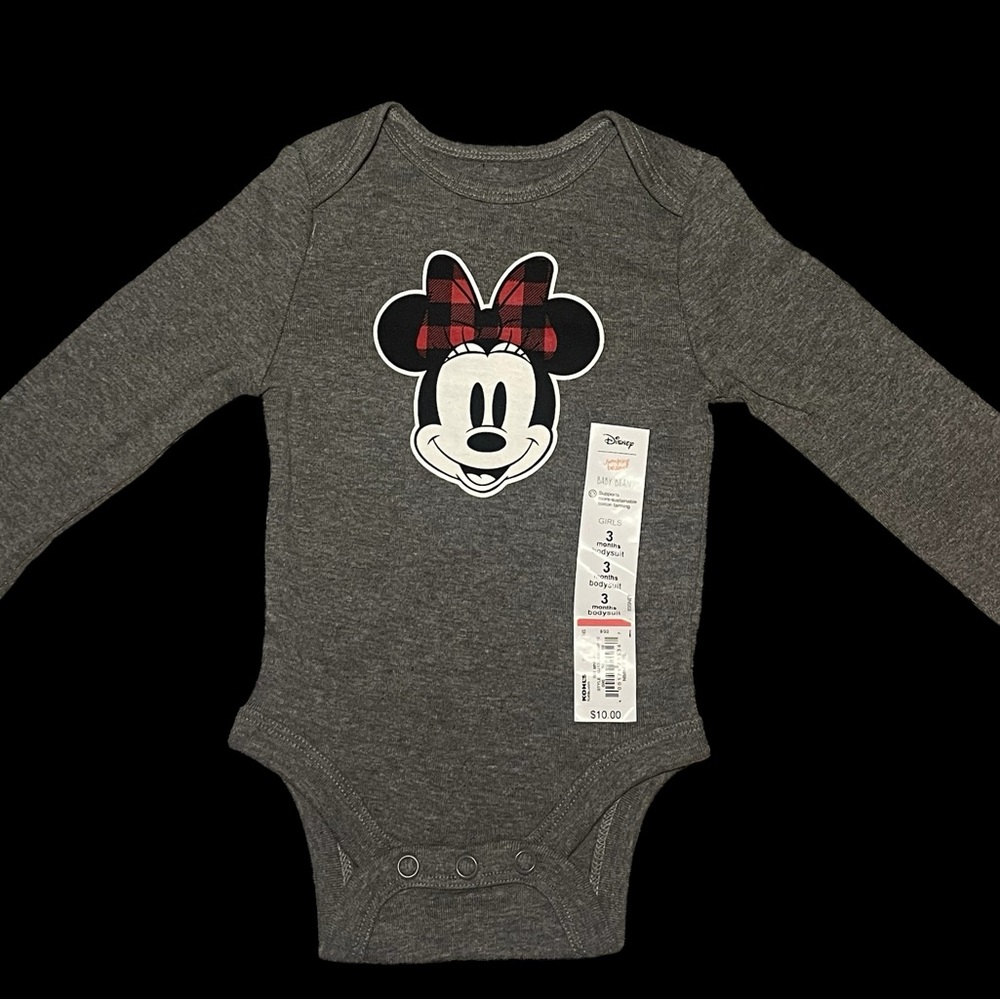 Disney Gray and Red Minnie Mouse Bodysuit
